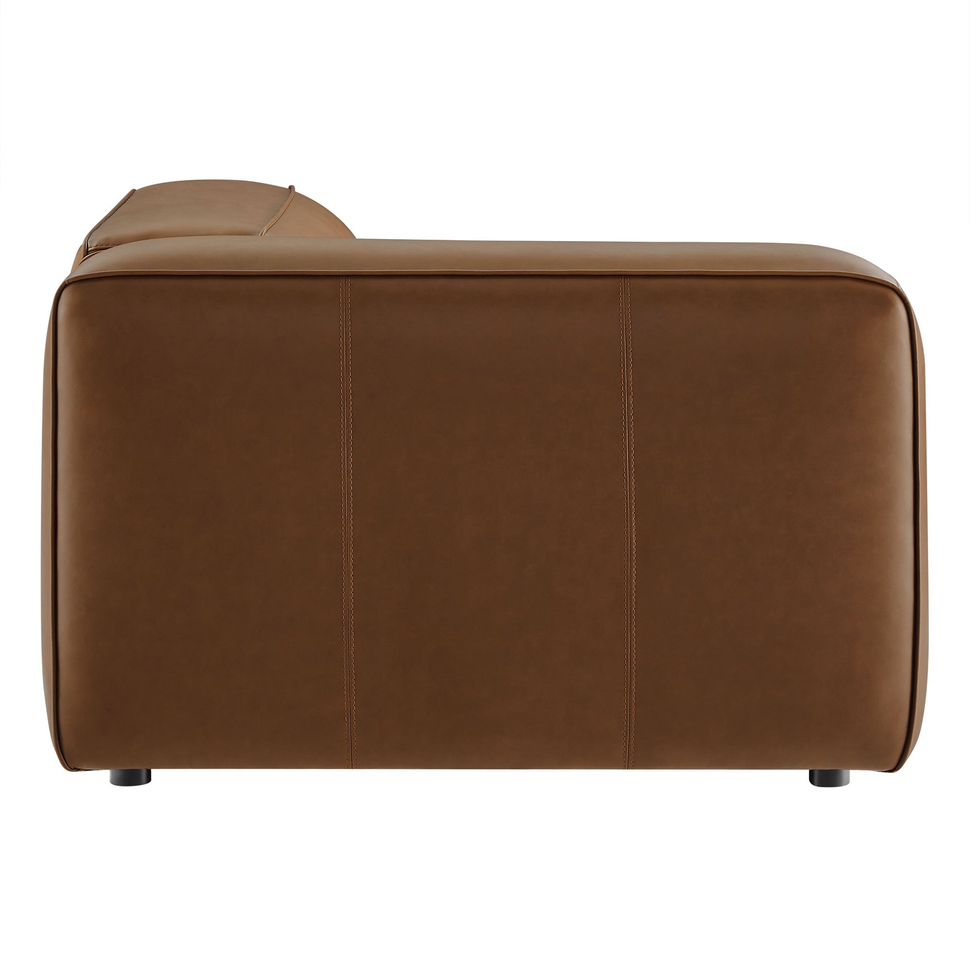 Auren Upholstered Vegan Leather Modular Left Armchair - Coffee
