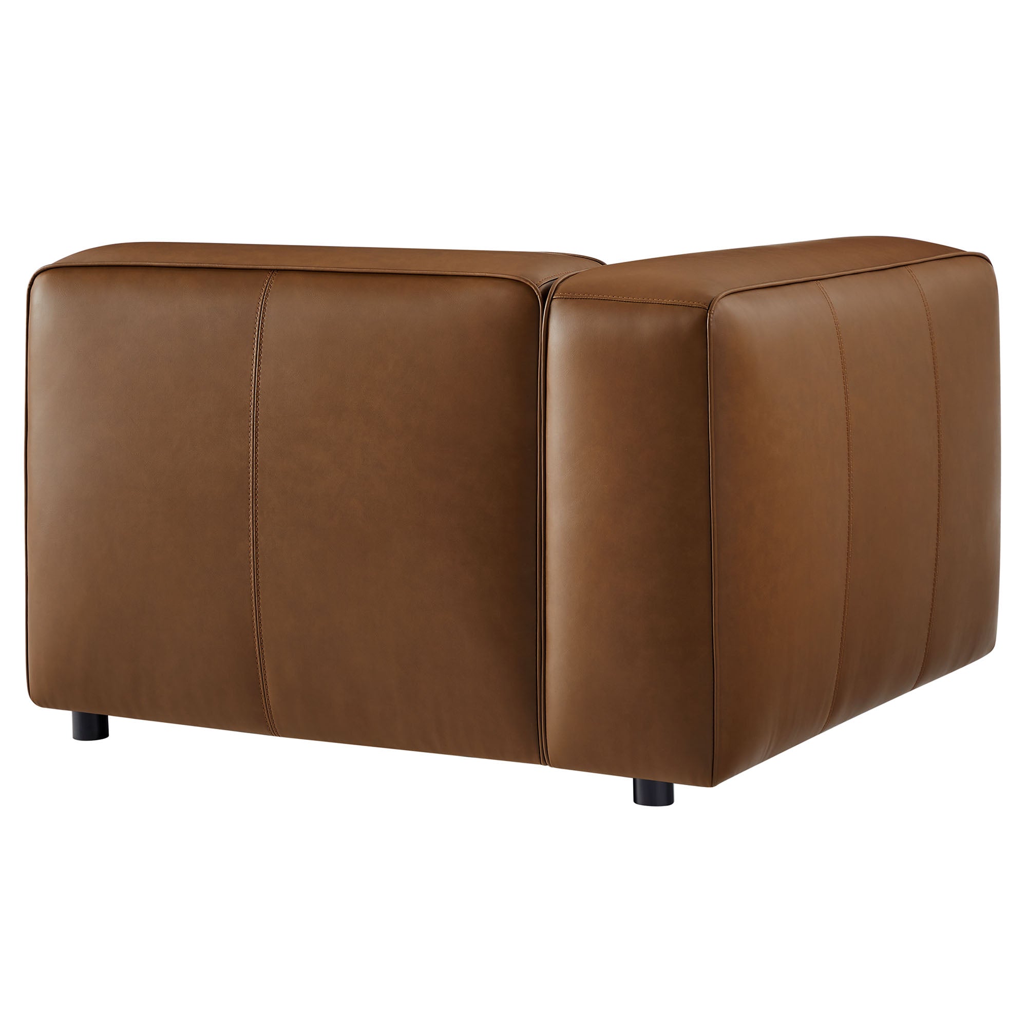 Auren Upholstered Vegan Leather Modular Left Armchair - Coffee