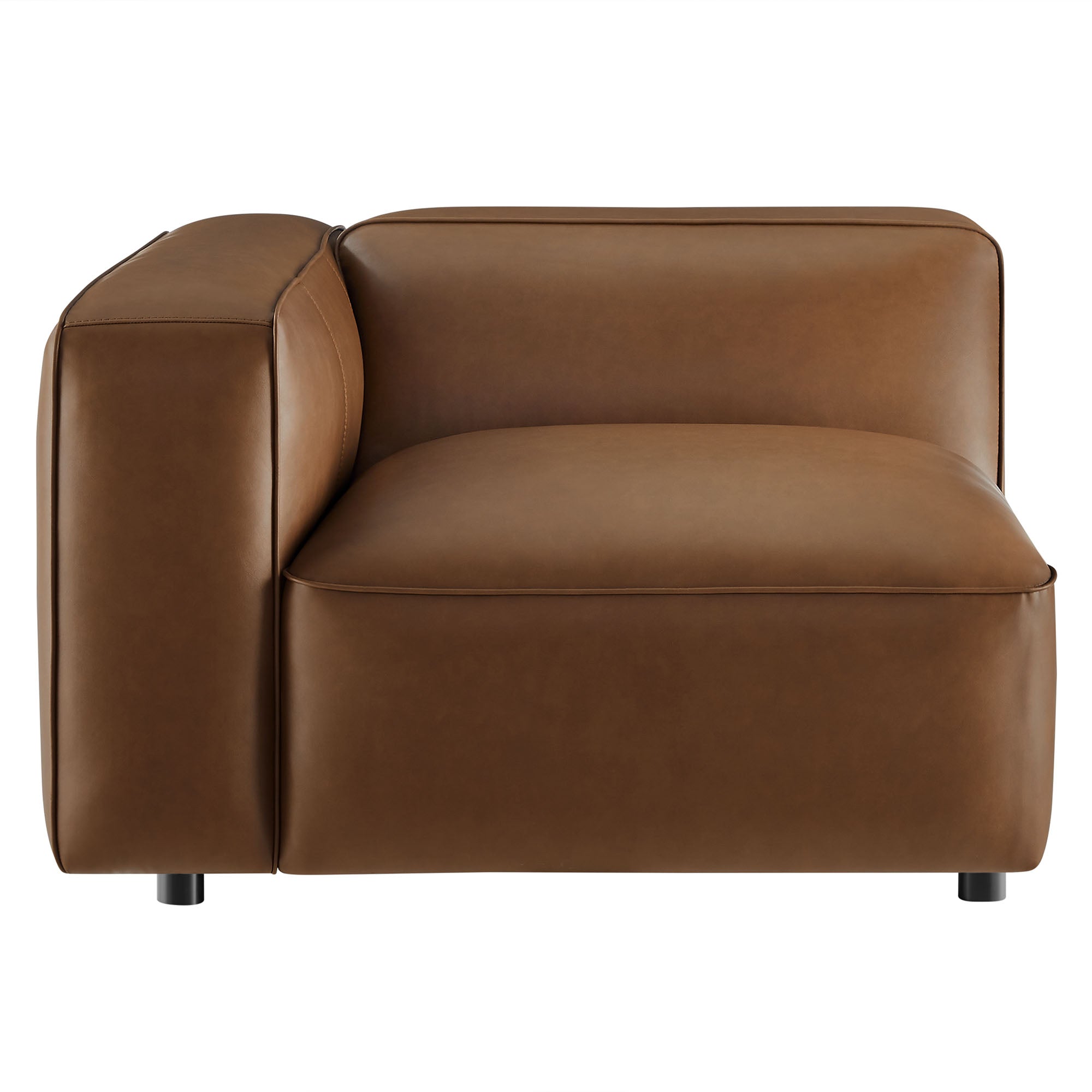 Auren Upholstered Vegan Leather Modular Left Armchair - Coffee