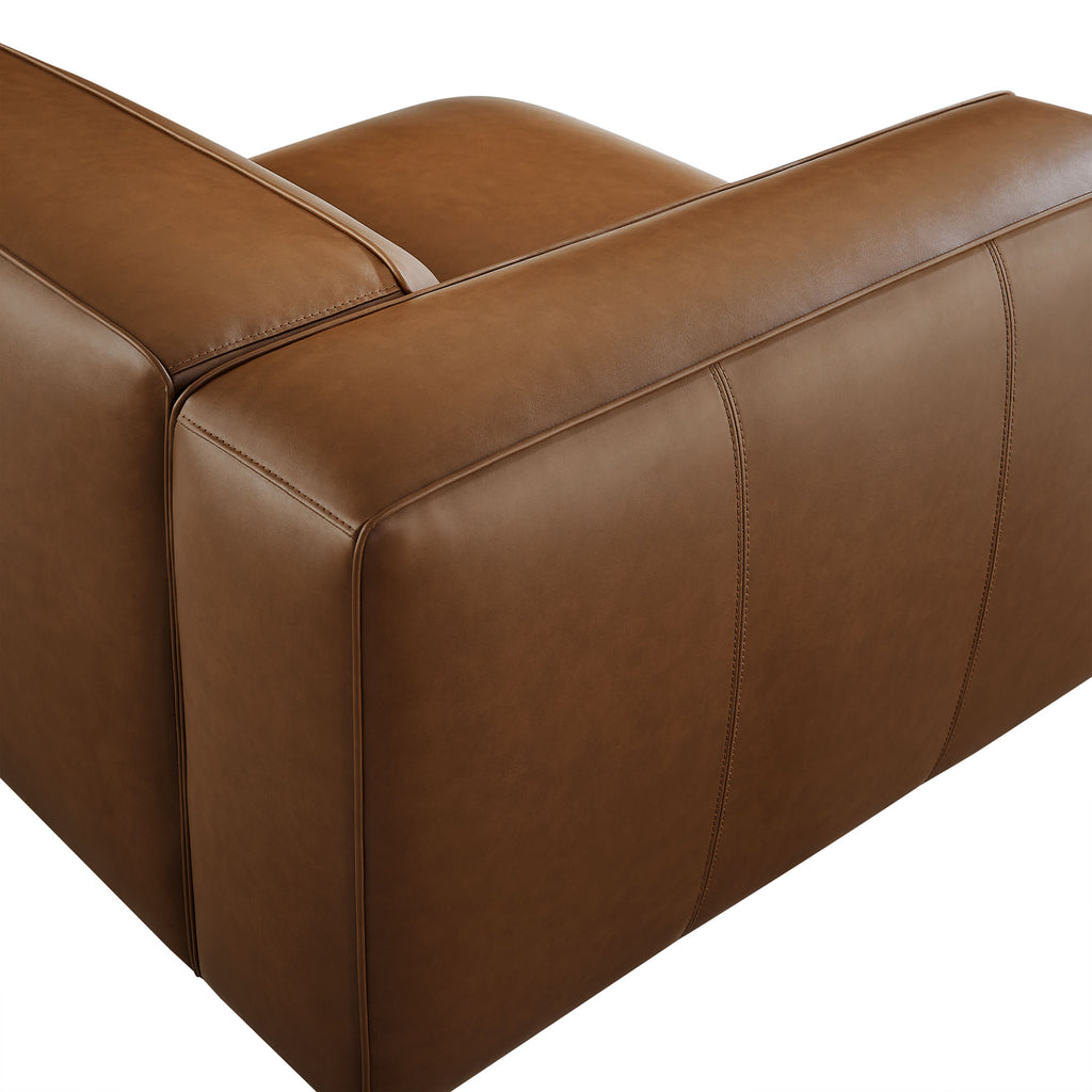 Auren Upholstered Vegan Leather Modular Left Armchair - Coffee