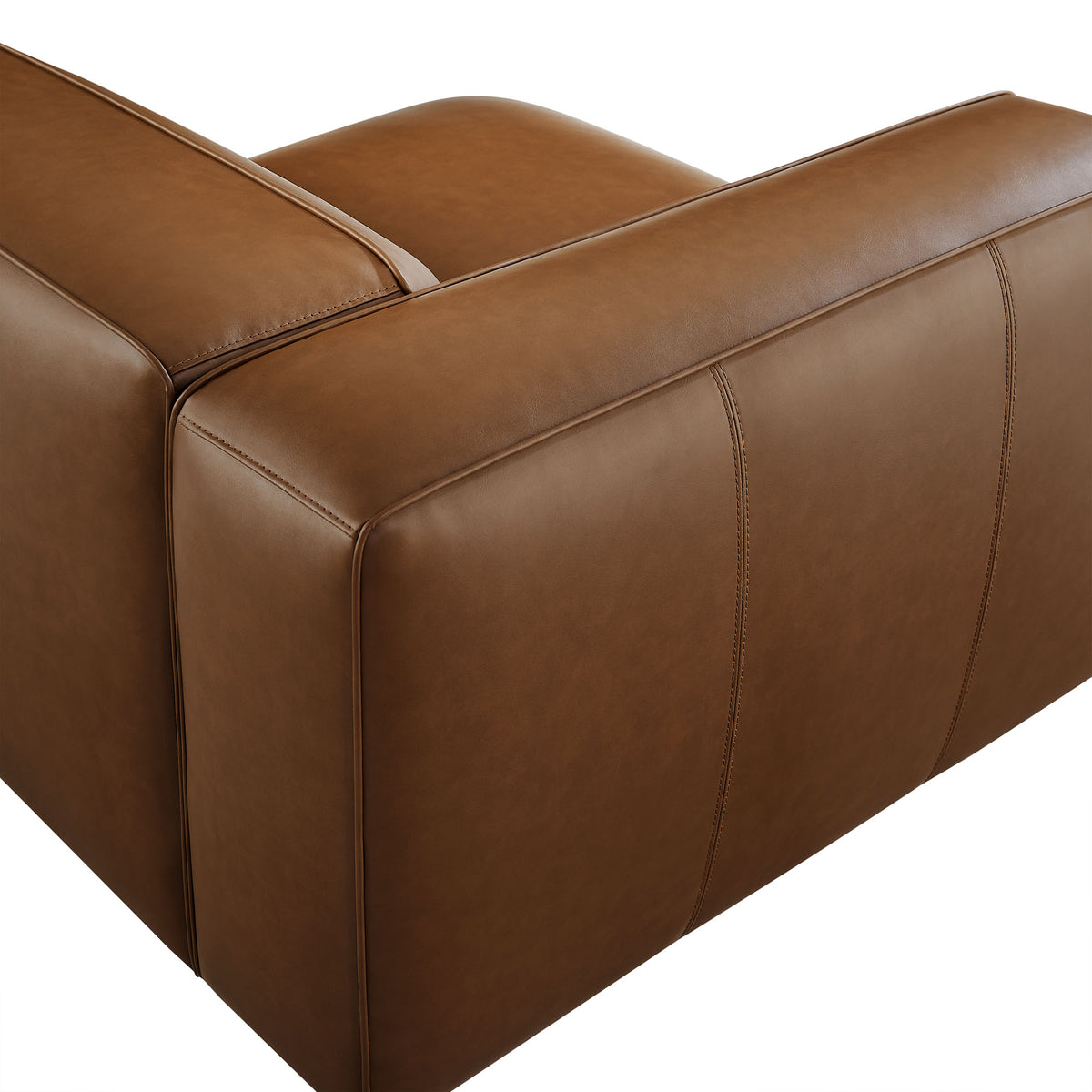 Auren Upholstered Vegan Leather Modular Left Armchair - Coffee
