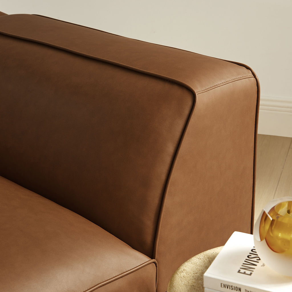 Auren Upholstered Vegan Leather Modular Left Armchair - Coffee