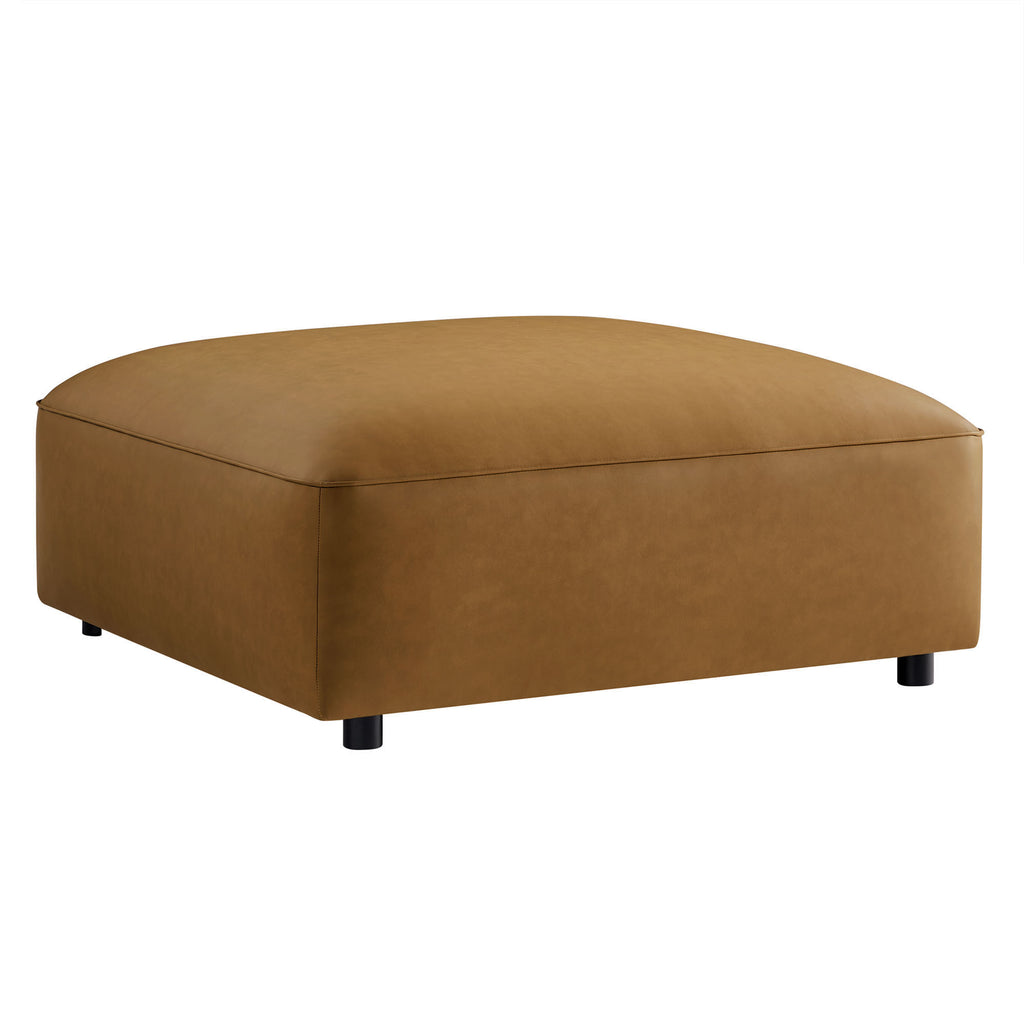 Auren Upholstered Vegan Leather Ottoman - Camel