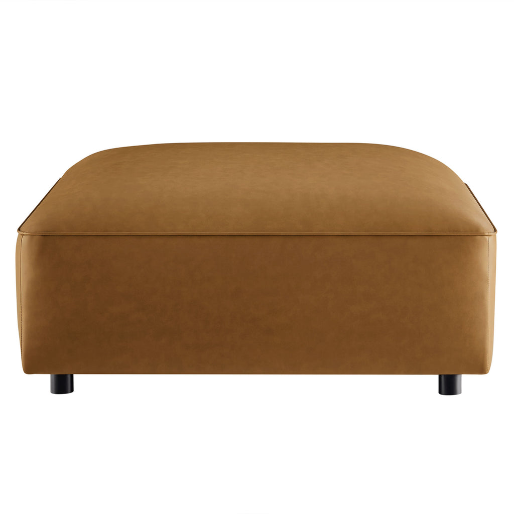 Auren Upholstered Vegan Leather Ottoman - Camel