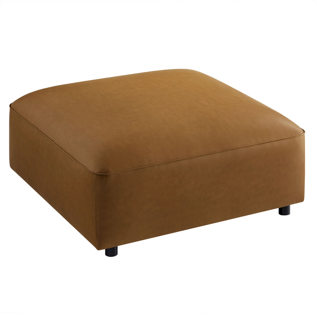 Auren Upholstered Vegan Leather Ottoman - Camel