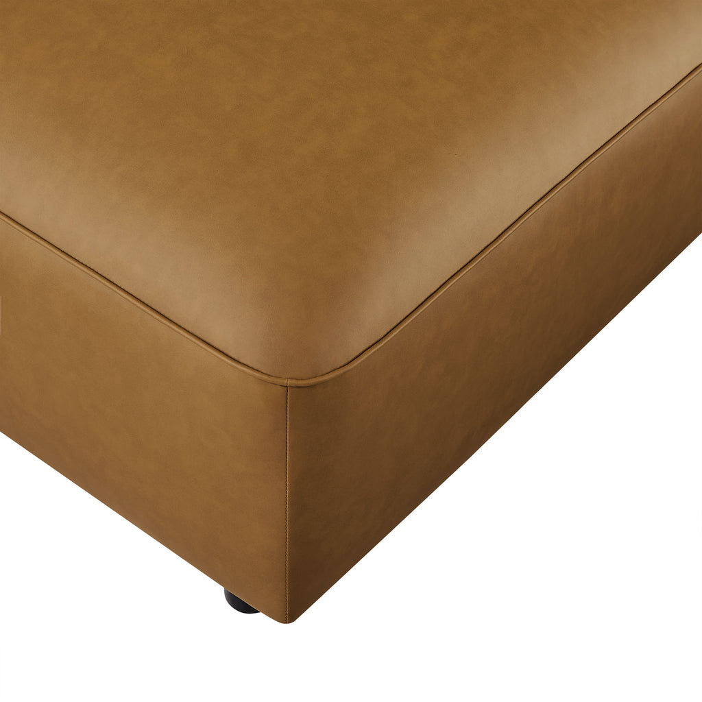 Auren Upholstered Vegan Leather Ottoman - Camel