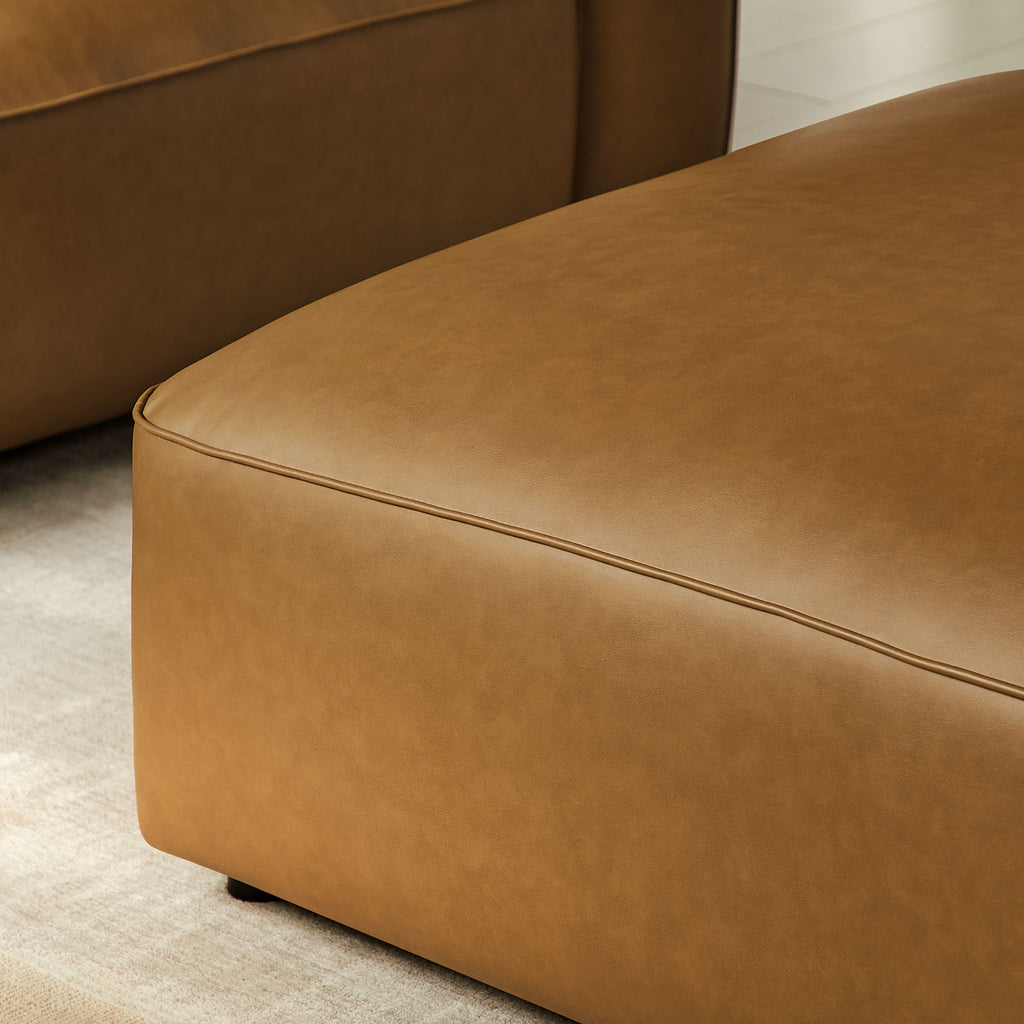 Auren Upholstered Vegan Leather Ottoman - Camel
