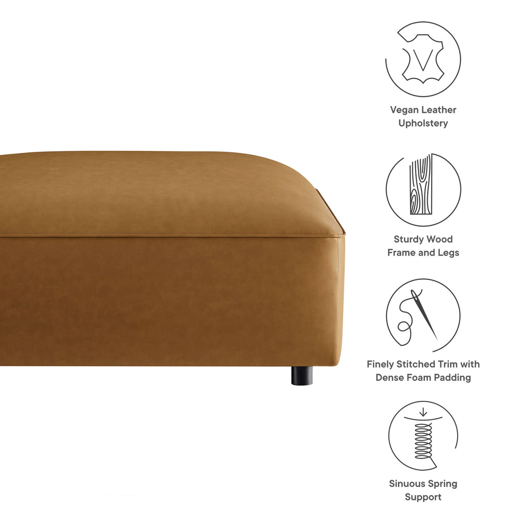 Auren Upholstered Vegan Leather Ottoman - Camel