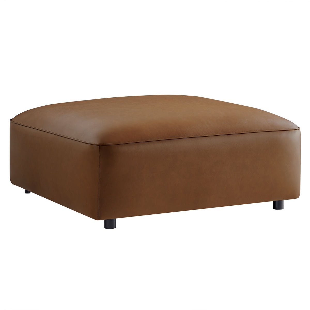 Auren Upholstered Vegan Leather Ottoman - Coffee