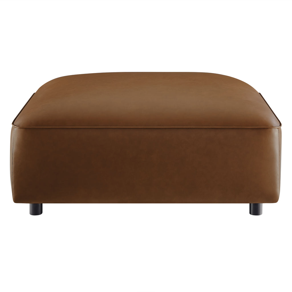 Auren Upholstered Vegan Leather Ottoman - Coffee