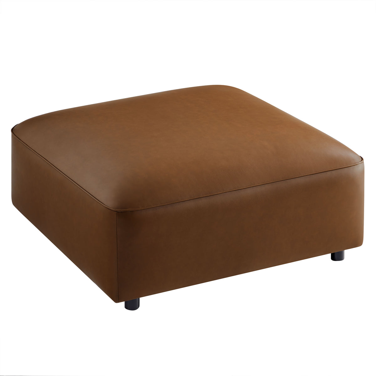 Auren Upholstered Vegan Leather Ottoman - Coffee