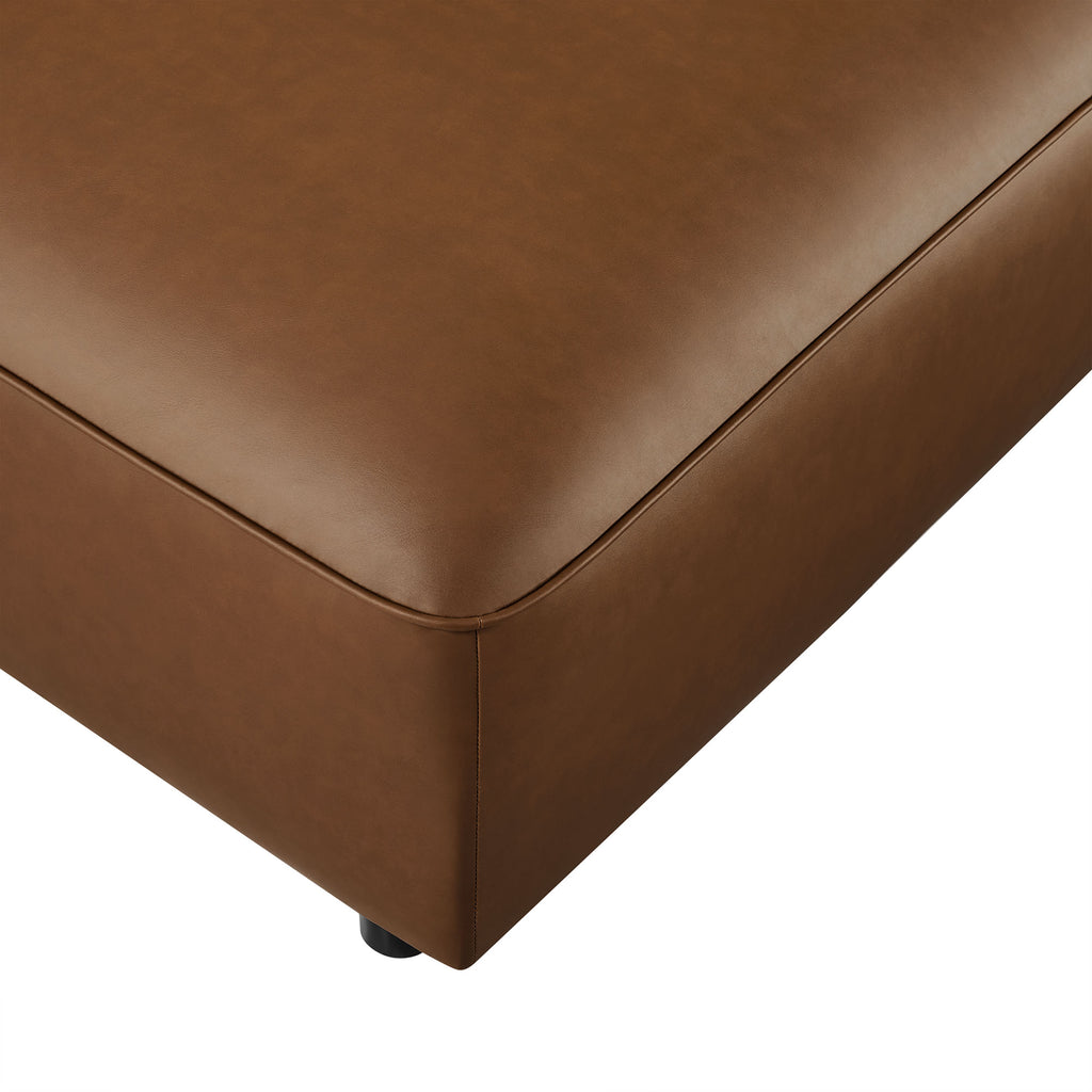 Auren Upholstered Vegan Leather Ottoman - Coffee