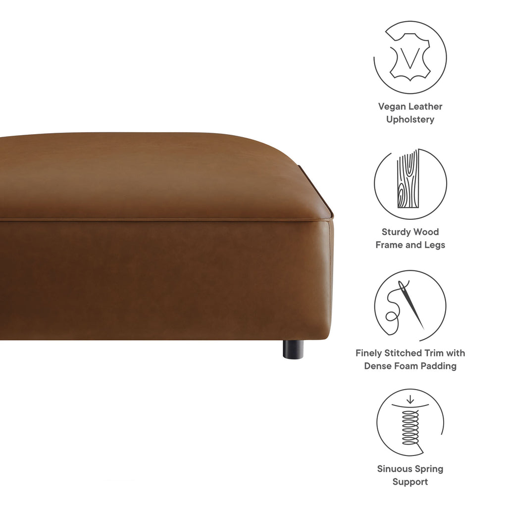 Auren Upholstered Vegan Leather Ottoman - Coffee
