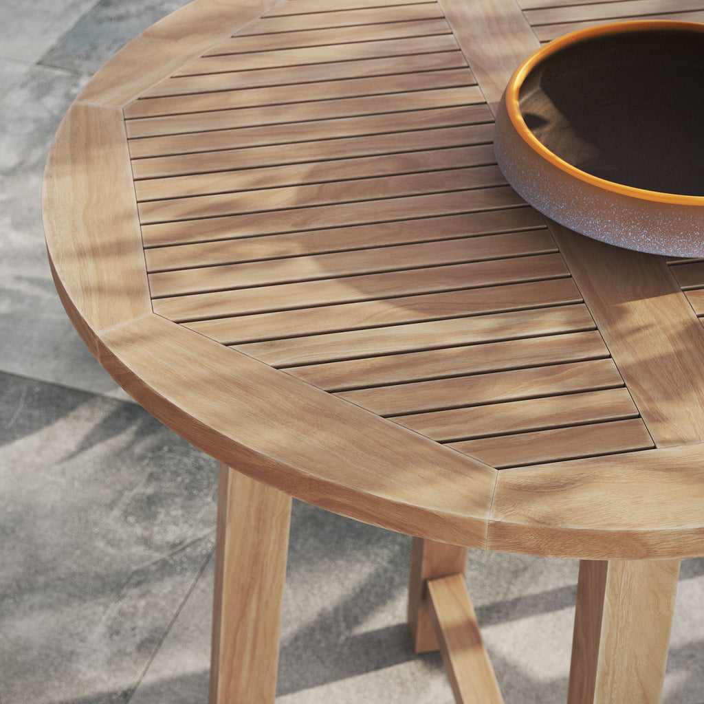 Wellspring 36" Outdoor Patio Teak Wood Bar Table - Natural