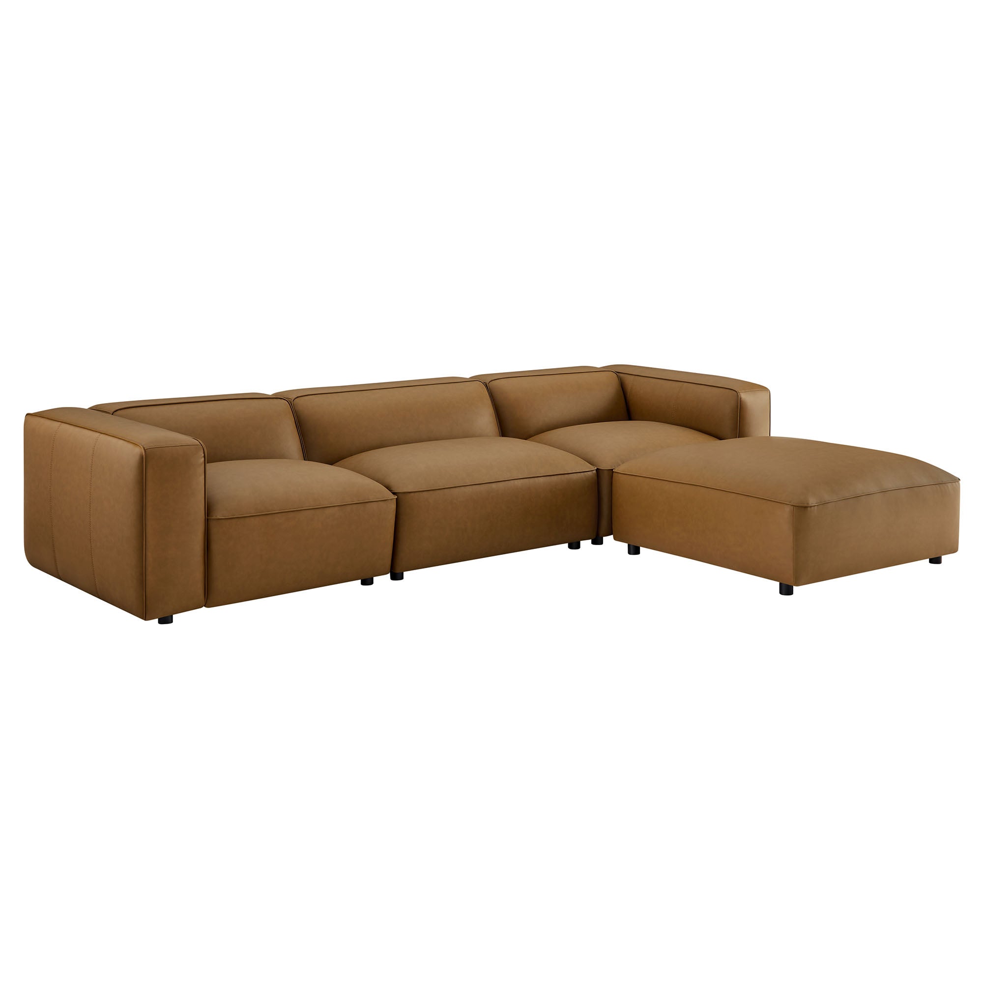 Auren 4-Piece Vegan Leather Modular Sofa Set - Camel