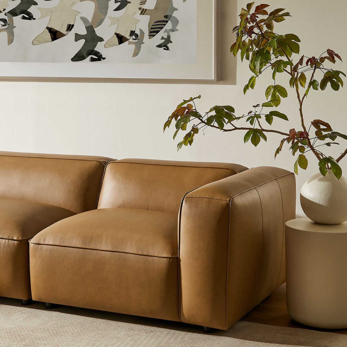 Auren 4-Piece Vegan Leather Modular Sofa Set - Camel