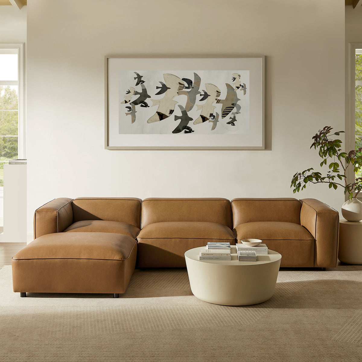 Auren 4-Piece Vegan Leather Modular Sofa Set - Camel