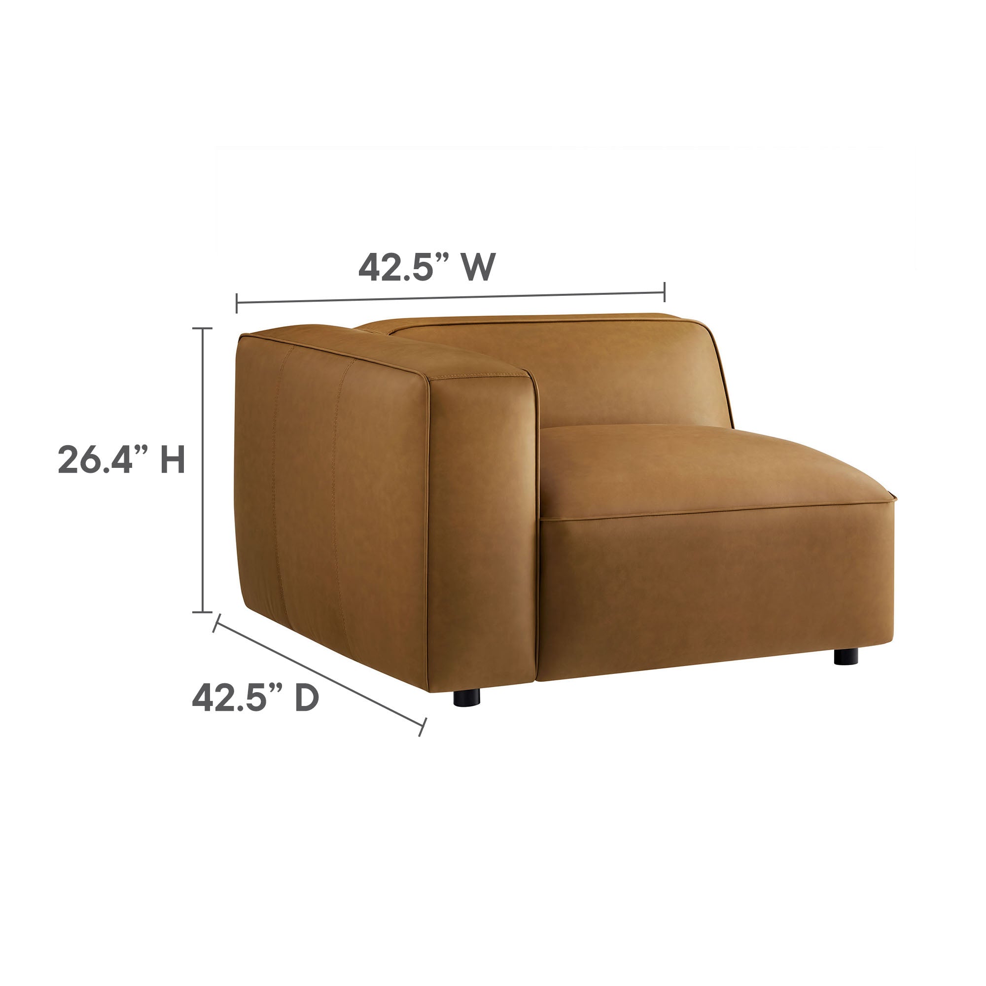 Auren 4-Piece Vegan Leather Modular Sofa Set - Camel