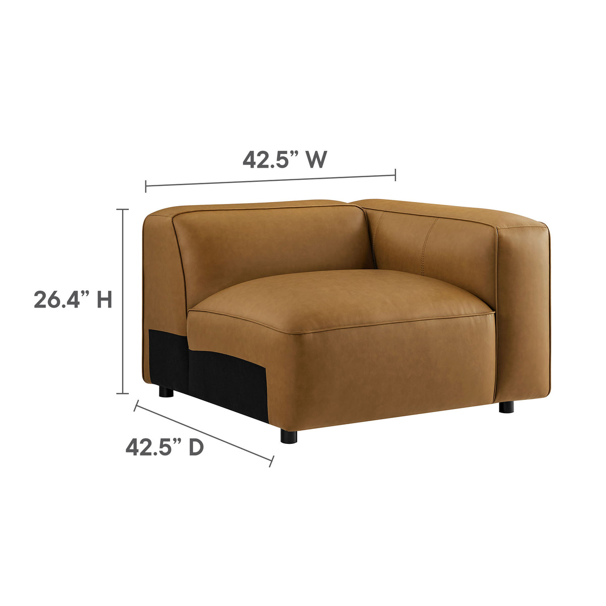 Auren 4-Piece Vegan Leather Modular Sofa Set - Camel