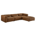 Auren 4-Piece Vegan Leather Modular Sofa Set - Coffee