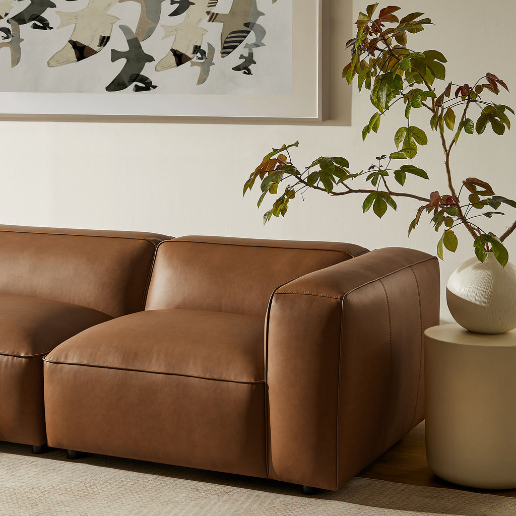 Auren 4-Piece Vegan Leather Modular Sofa Set - Coffee
