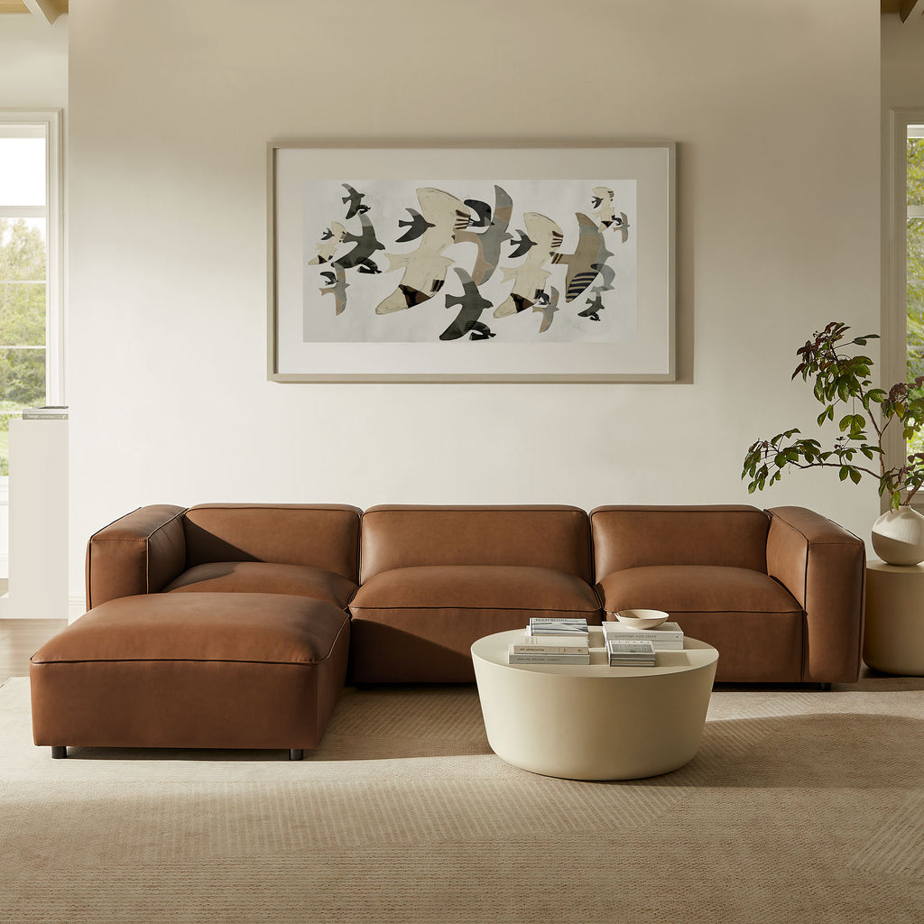 Auren 4-Piece Vegan Leather Modular Sofa Set - Coffee