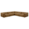 Auren 5-Piece Upholstered Vegan Leather Modular L-Shaped Sofa - Camel