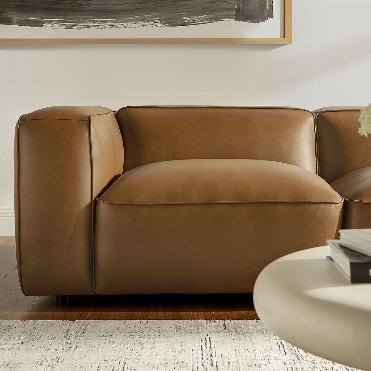Auren 5-Piece Upholstered Vegan Leather Modular L-Shaped Sofa - Camel