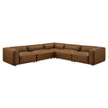 Auren 5-Piece Upholstered Vegan Leather Modular L-Shaped Sofa - Coffee
