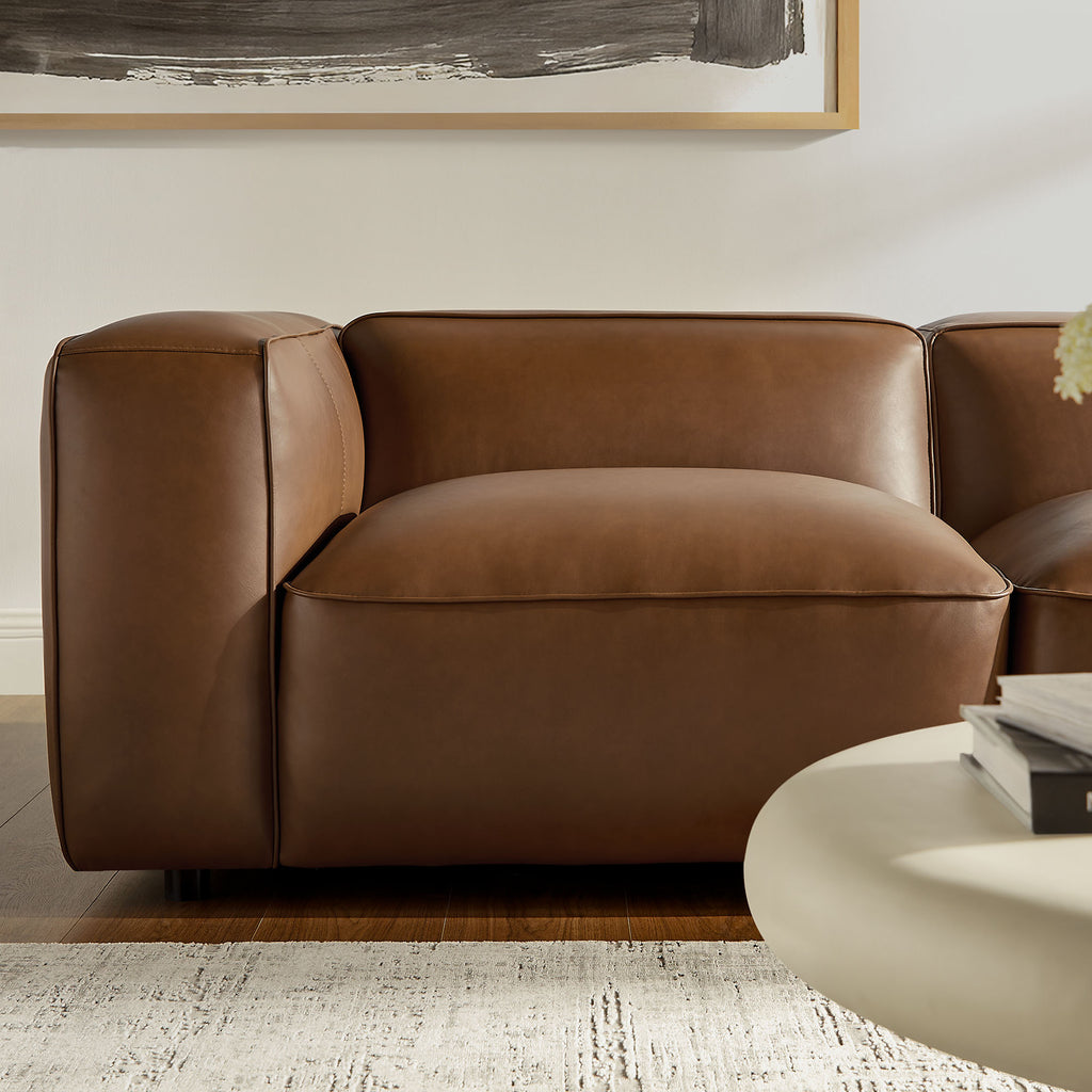 Auren 5-Piece Upholstered Vegan Leather Modular L-Shaped Sofa - Coffee