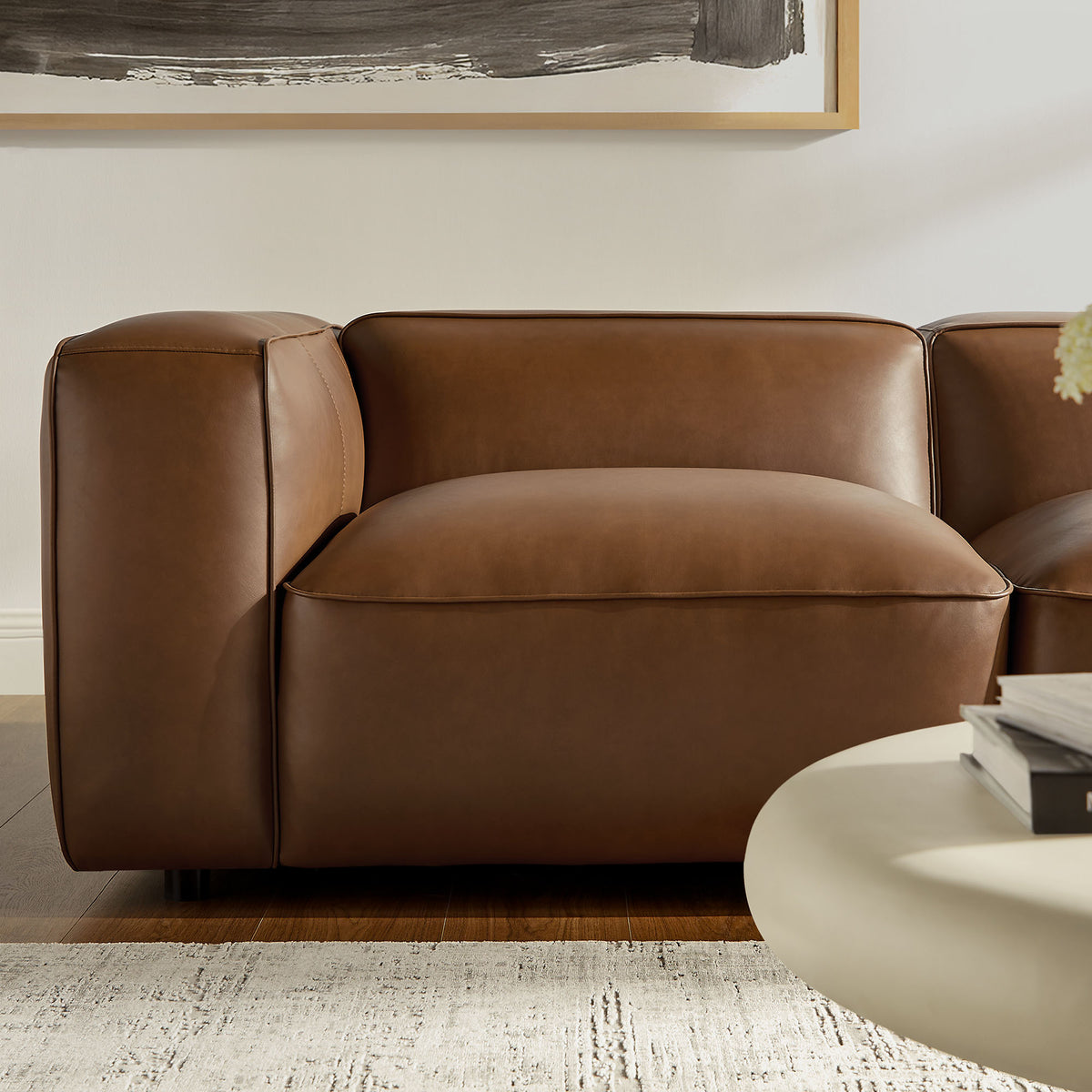 Auren 5-Piece Upholstered Vegan Leather Modular L-Shaped Sofa - Coffee