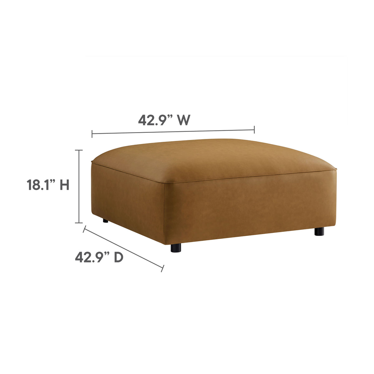 Auren 3-Piece Upholstered Vegan Leather Modular Loveseat with Ottoman - Camel