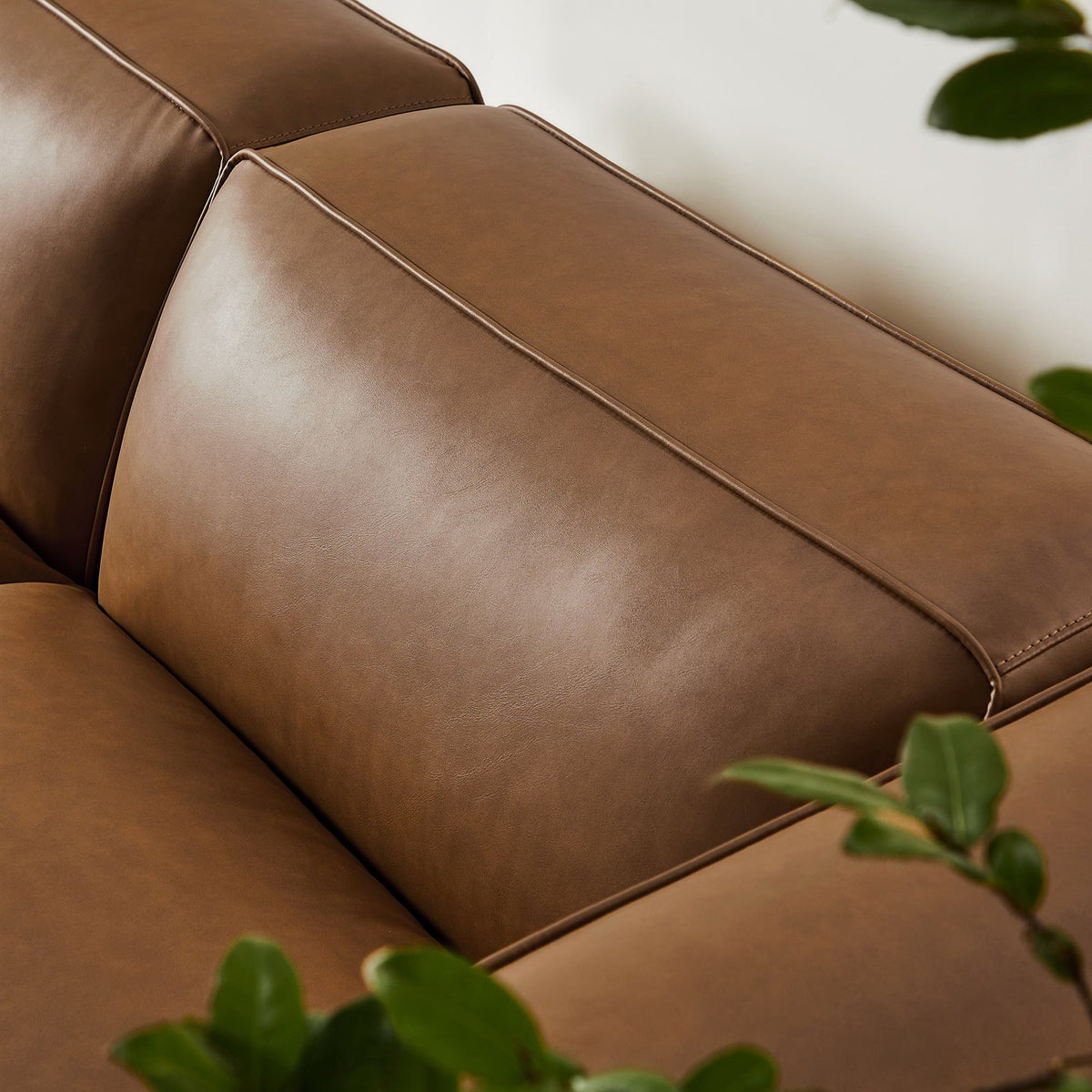 Auren 3-Piece Upholstered Vegan Leather Modular Loveseat with Ottoman - Coffee