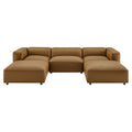 Auren 5-Piece Upholstered Vegan Leather Modular U-Shaped Sofa - Camel