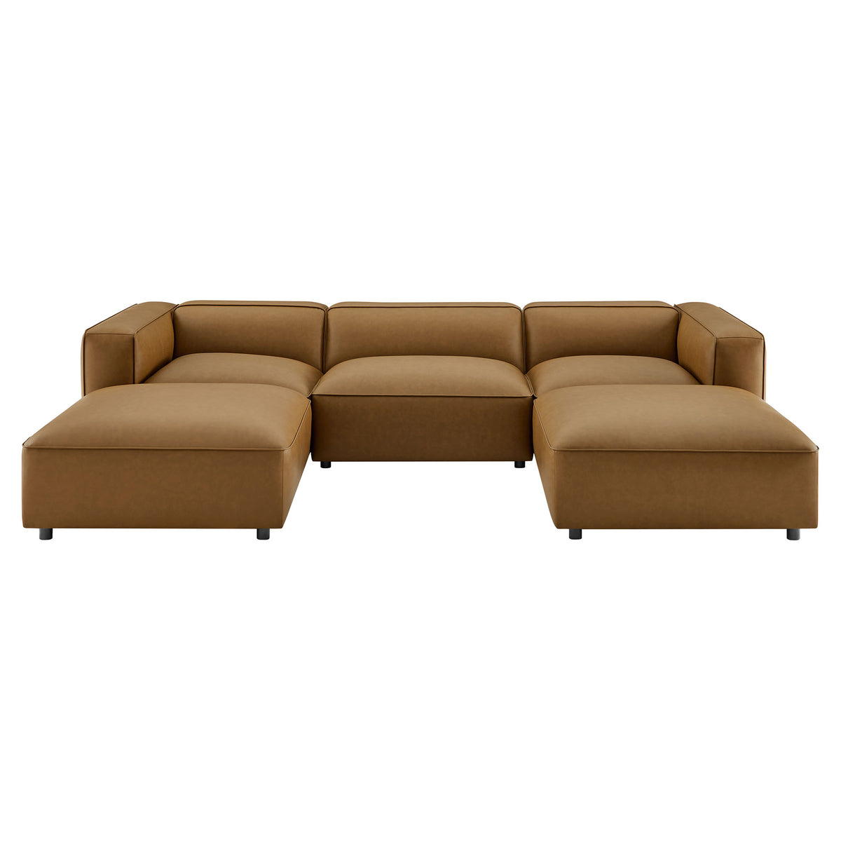 Auren 5-Piece Upholstered Vegan Leather Modular U-Shaped Sofa - Camel