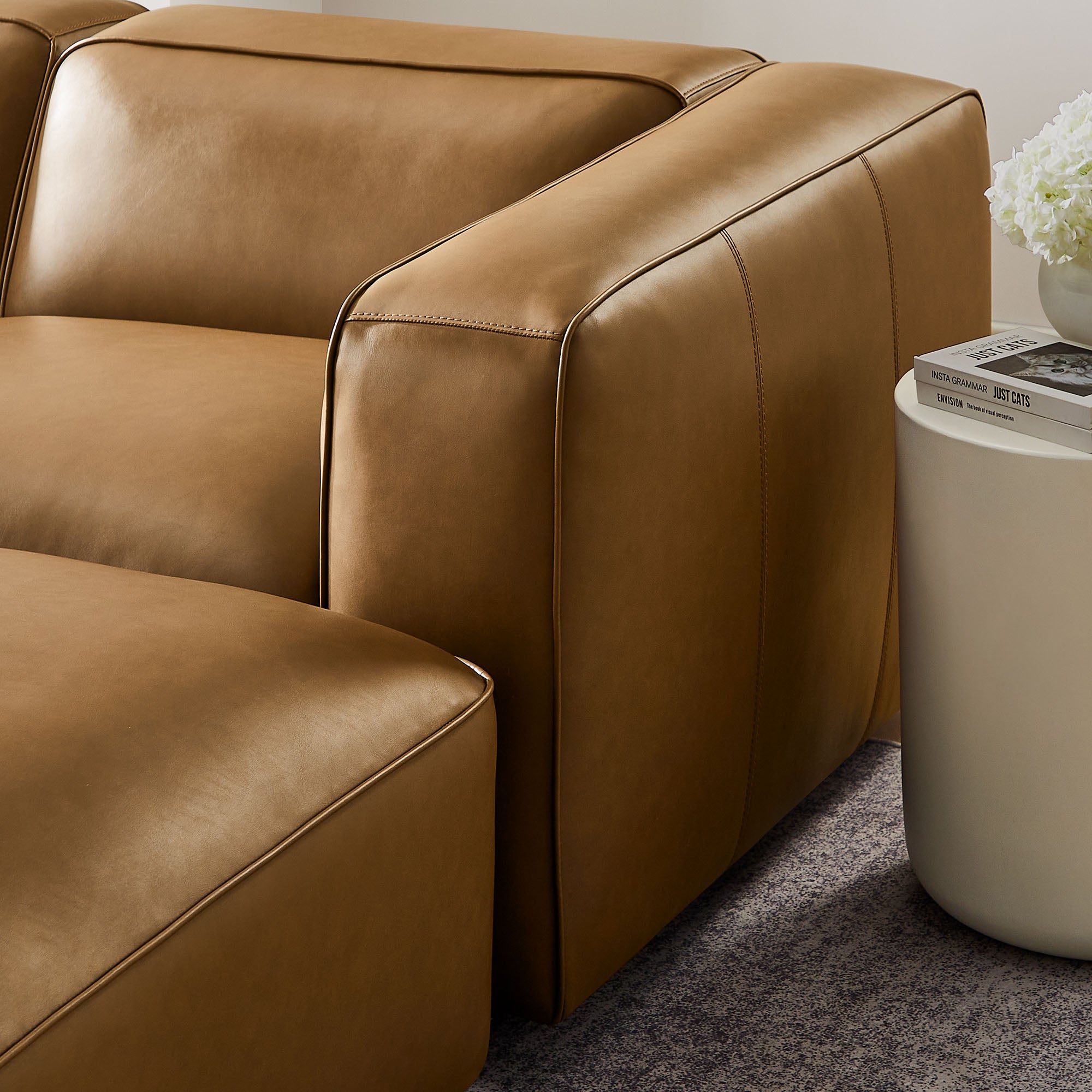 Auren 5-Piece Upholstered Vegan Leather Modular U-Shaped Sofa - Camel