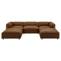 Auren 5-Piece Upholstered Vegan Leather Modular U-Shaped Sofa - Coffee