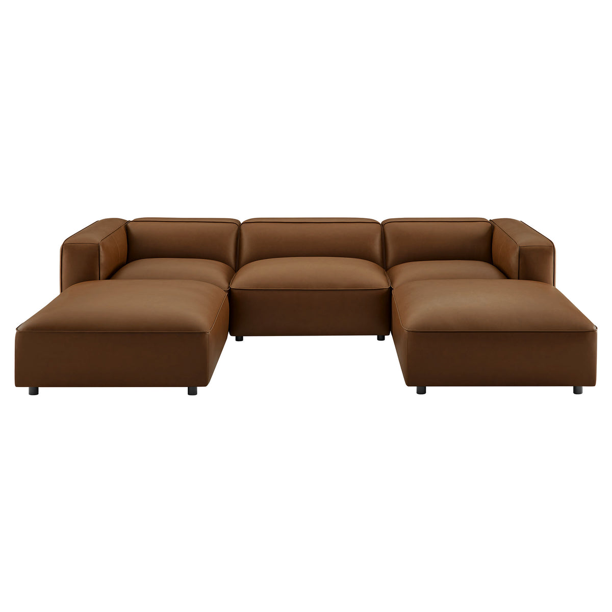 Auren 5-Piece Upholstered Vegan Leather Modular U-Shaped Sofa - Coffee
