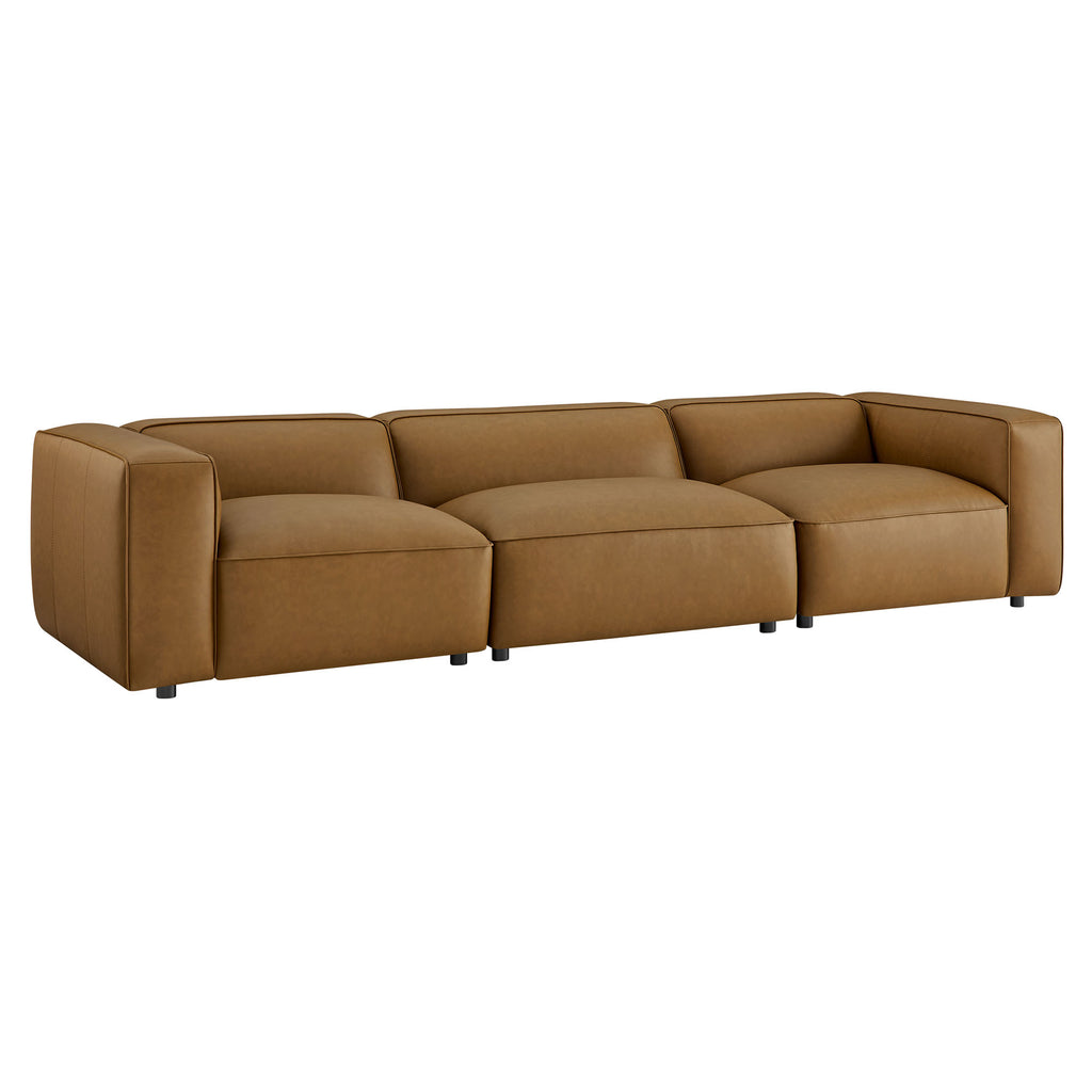 Auren 3-Piece Upholstered Vegan Leather Modular Sofa - Camel