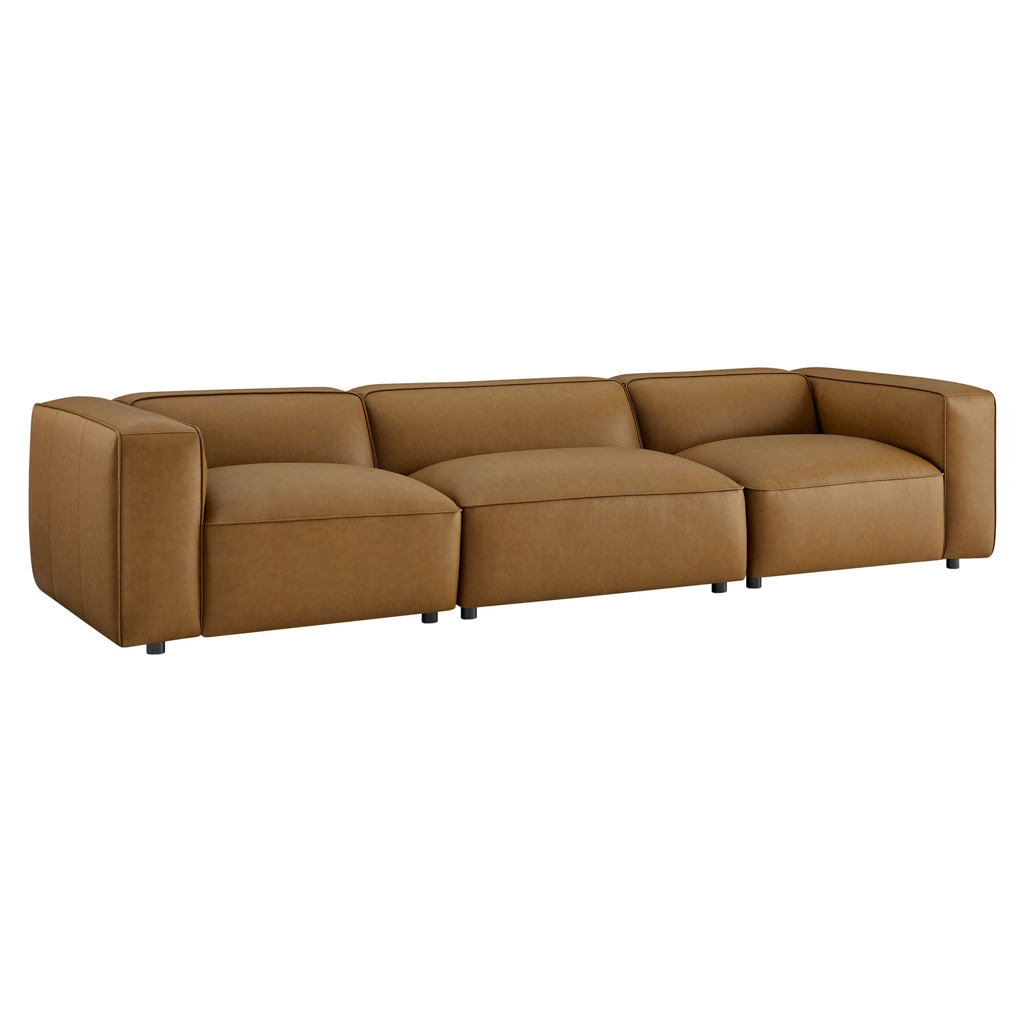 Auren 3-Piece Upholstered Vegan Leather Modular Sofa - Camel