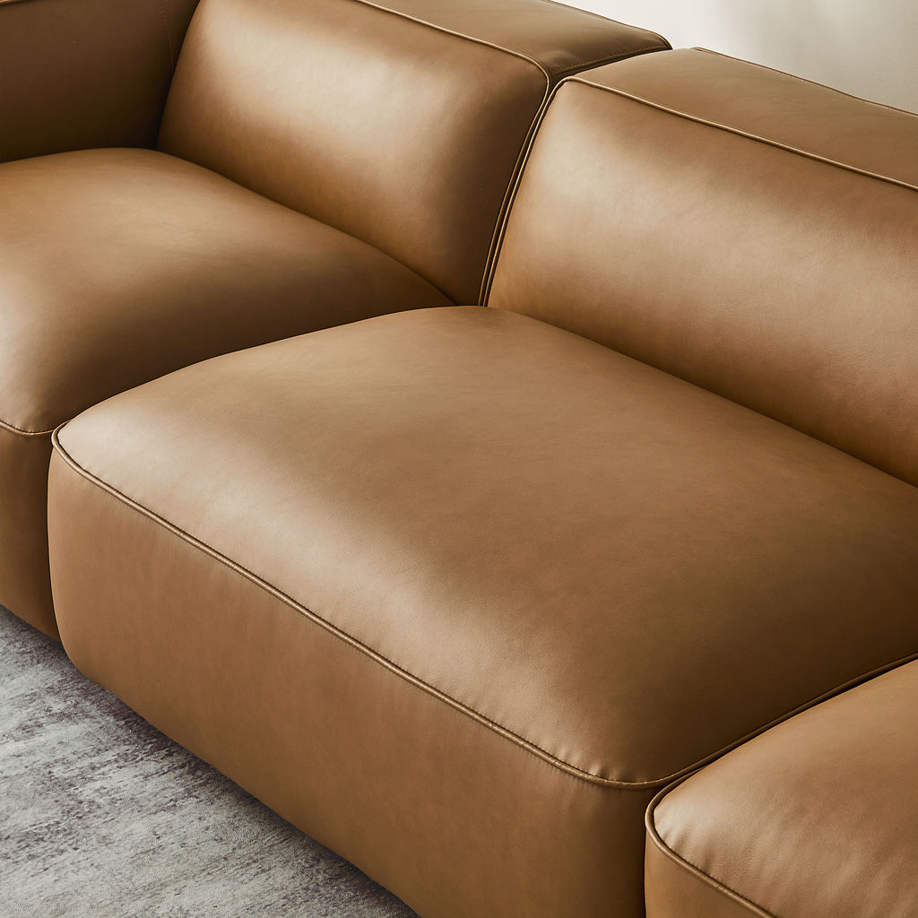 Auren 3-Piece Upholstered Vegan Leather Modular Sofa - Camel