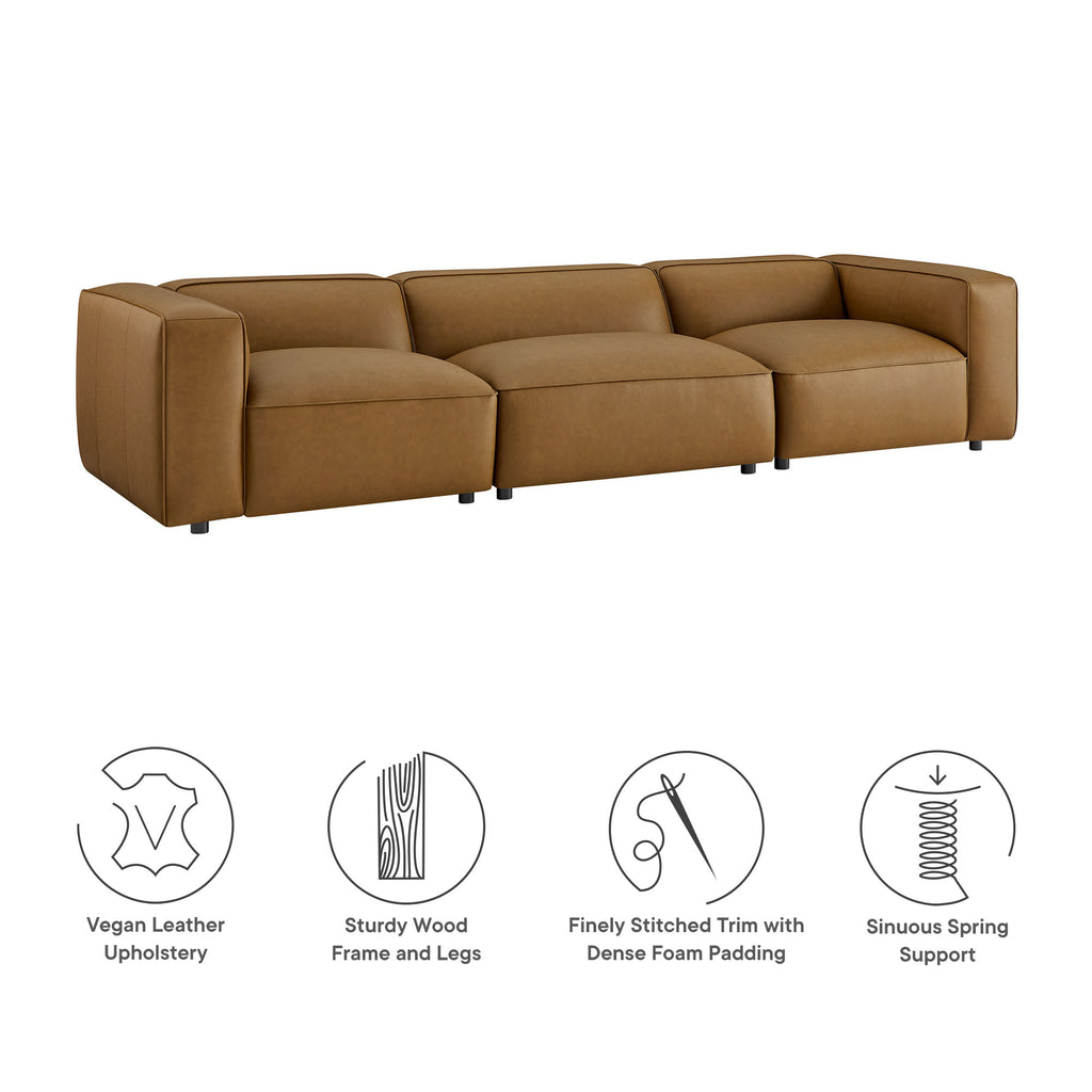 Auren 3-Piece Upholstered Vegan Leather Modular Sofa - Camel