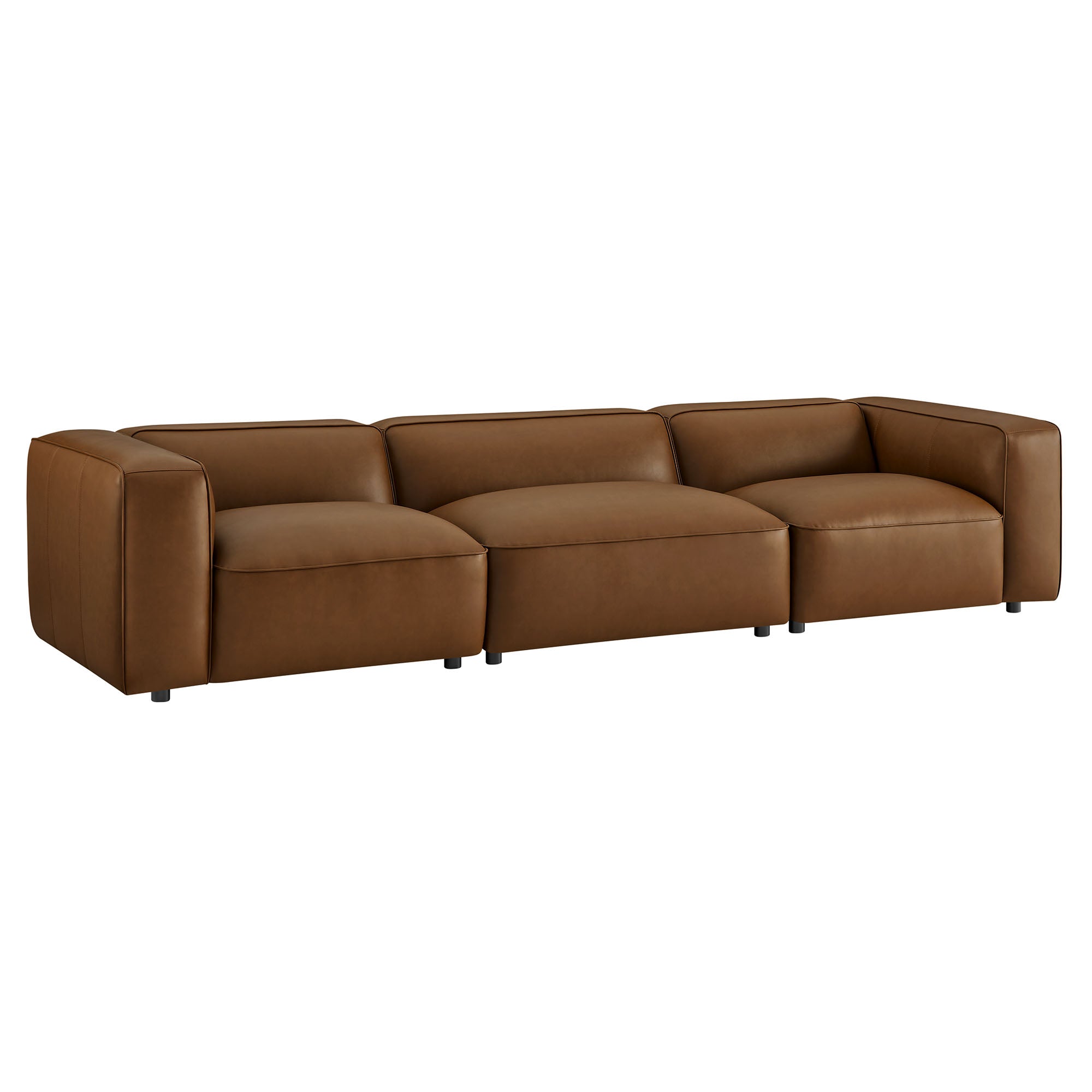 Auren 3-Piece Upholstered Vegan Leather Modular Sofa - Coffee
