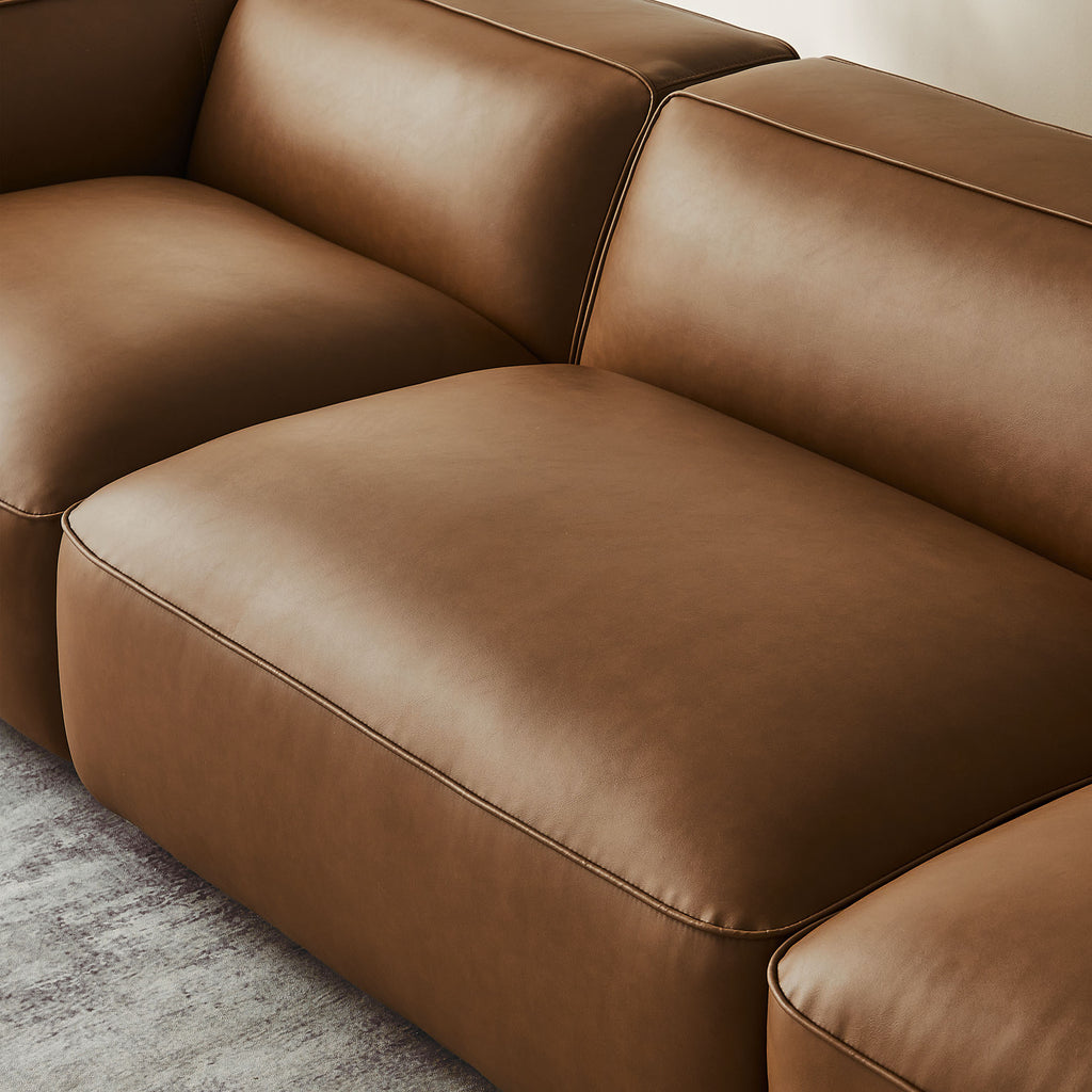 Auren 3-Piece Upholstered Vegan Leather Modular Sofa - Coffee