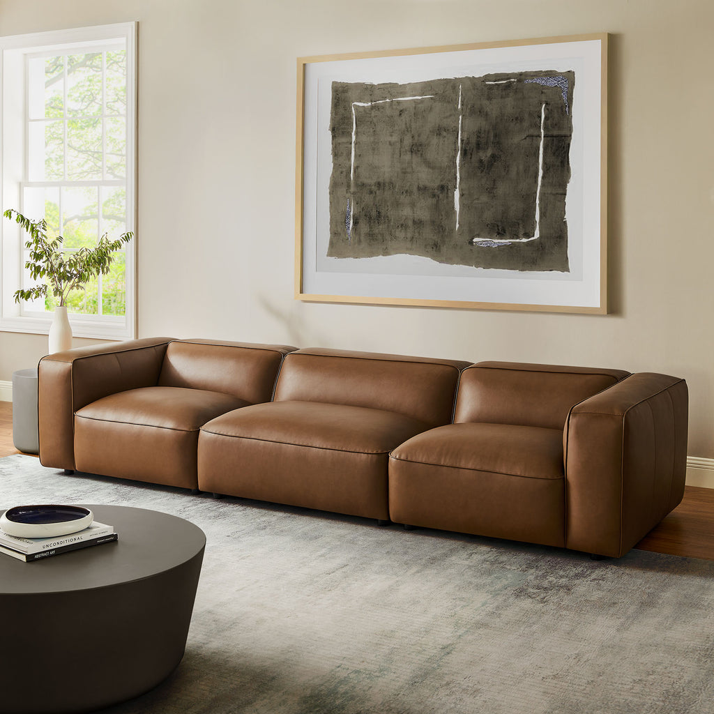 Auren 3-Piece Upholstered Vegan Leather Modular Sofa - Coffee