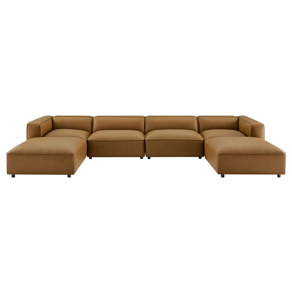 Auren 6-Piece Upholstered Vegan Leather Modular Sofa - Camel