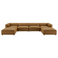 Auren 6-Piece Upholstered Vegan Leather Modular Sofa - Camel