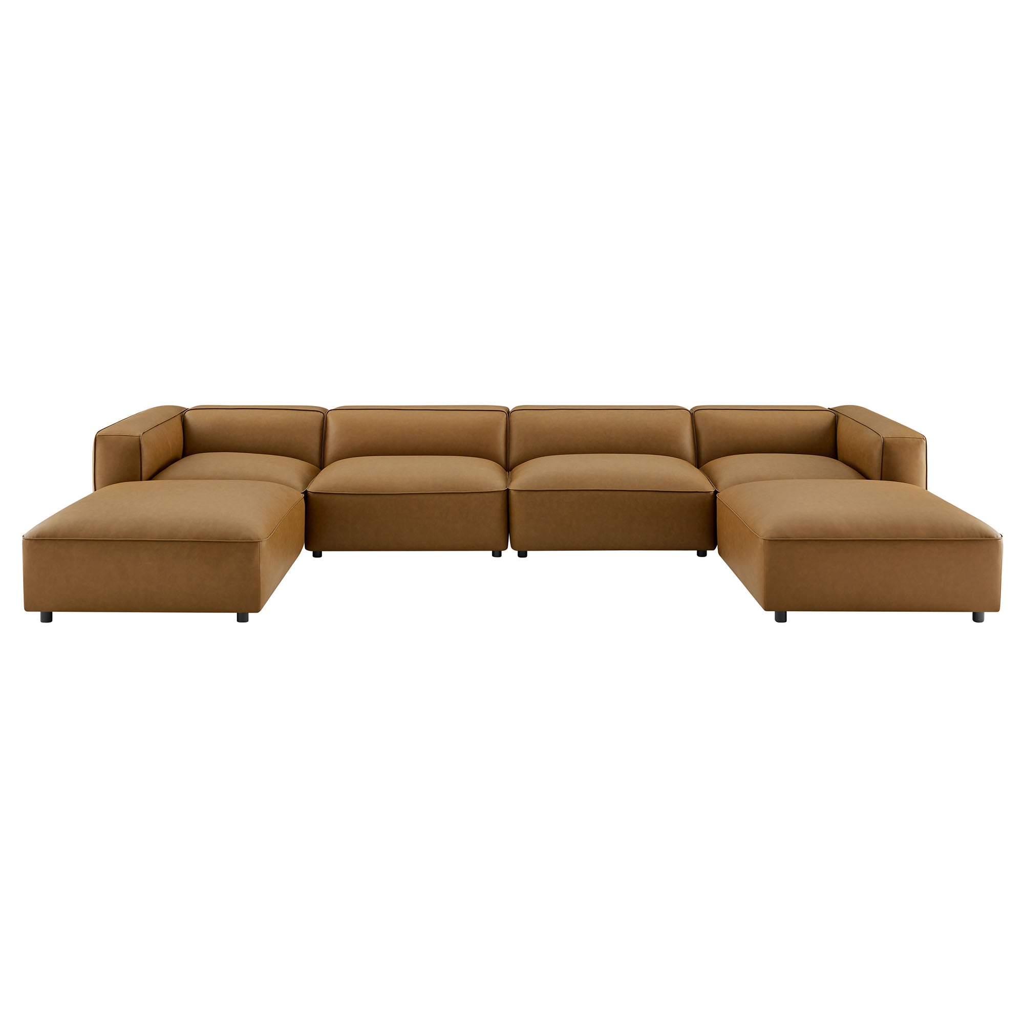Auren 6-Piece Upholstered Vegan Leather Modular Sofa - Camel