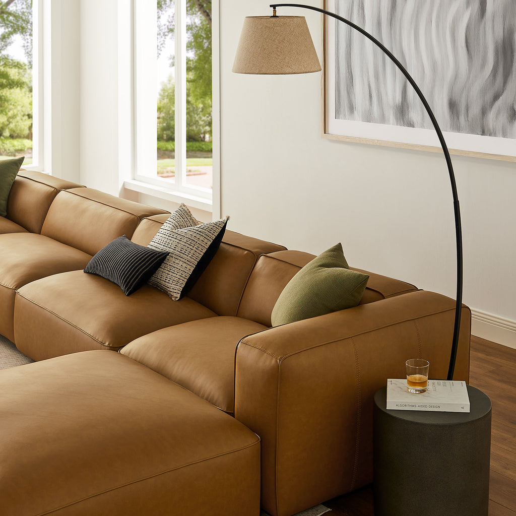 Auren 6-Piece Upholstered Vegan Leather Modular Sofa - Camel
