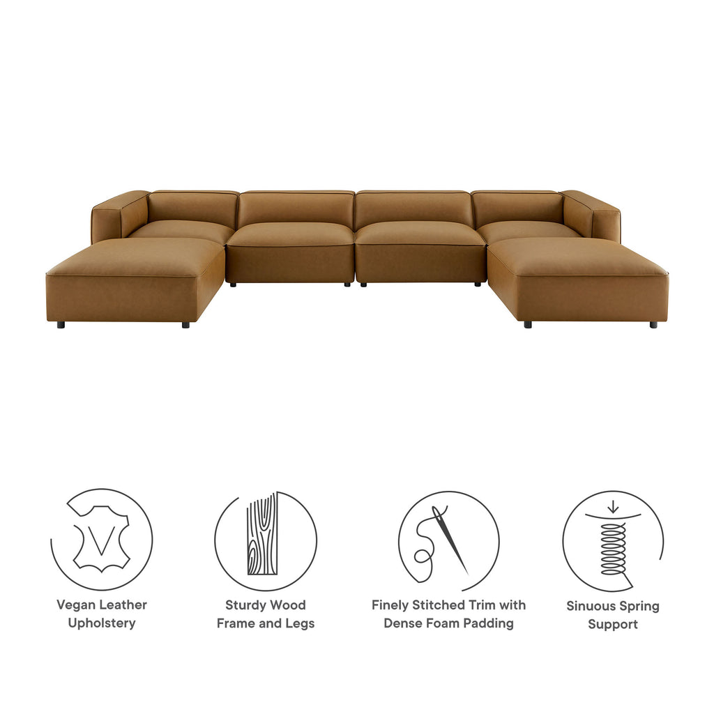 Auren 6-Piece Upholstered Vegan Leather Modular Sofa - Camel